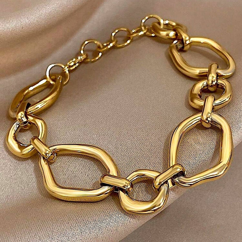 Geometric Chain Link Gold Luxury Bracelet Stainless Steel